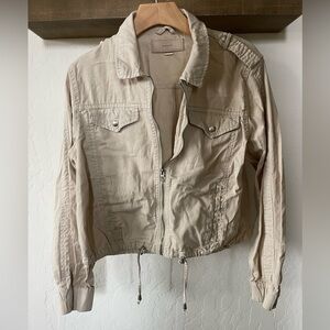 Blank NYC|Neutral Tan Cropped Cargo Utility Jacket, Size Medium•••100% cotton